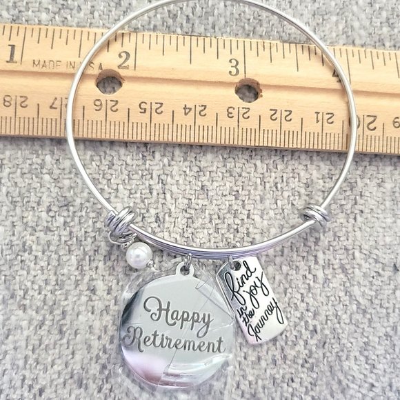 'Happy Retirement' Bracelet with Pearl Bead & "Find Joy in the Journey" Charm - Picture 7 of 8